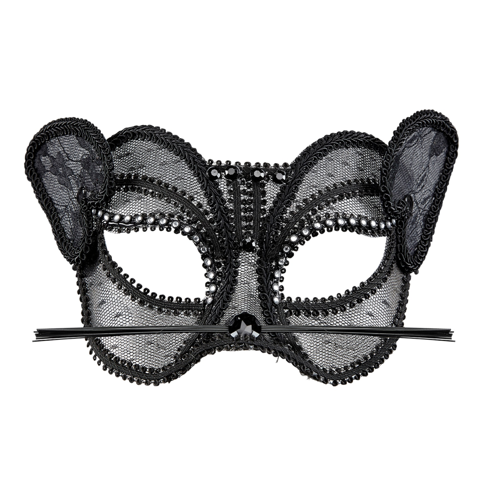 MASCHERA PANTERA IN PIZZO E STRASS ACCESSORI TRAVESTIMENTO COSTUMI CARNEVALE - 03631
