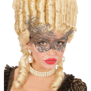 MASCHERA IN PIZZO BAROCCO ANTICO ARGENTO ACCESSORI TRAVESTIMENTO COSTUMI CARNEVALE - 04772