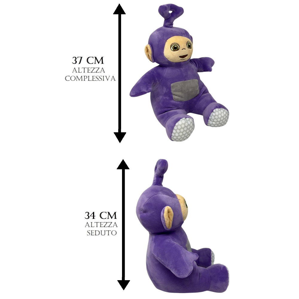 PELUCHE TINKY WINKY TELETUBBIES MORBIDO PUPAZZO 37 CM IN FIBRA RICICLATA