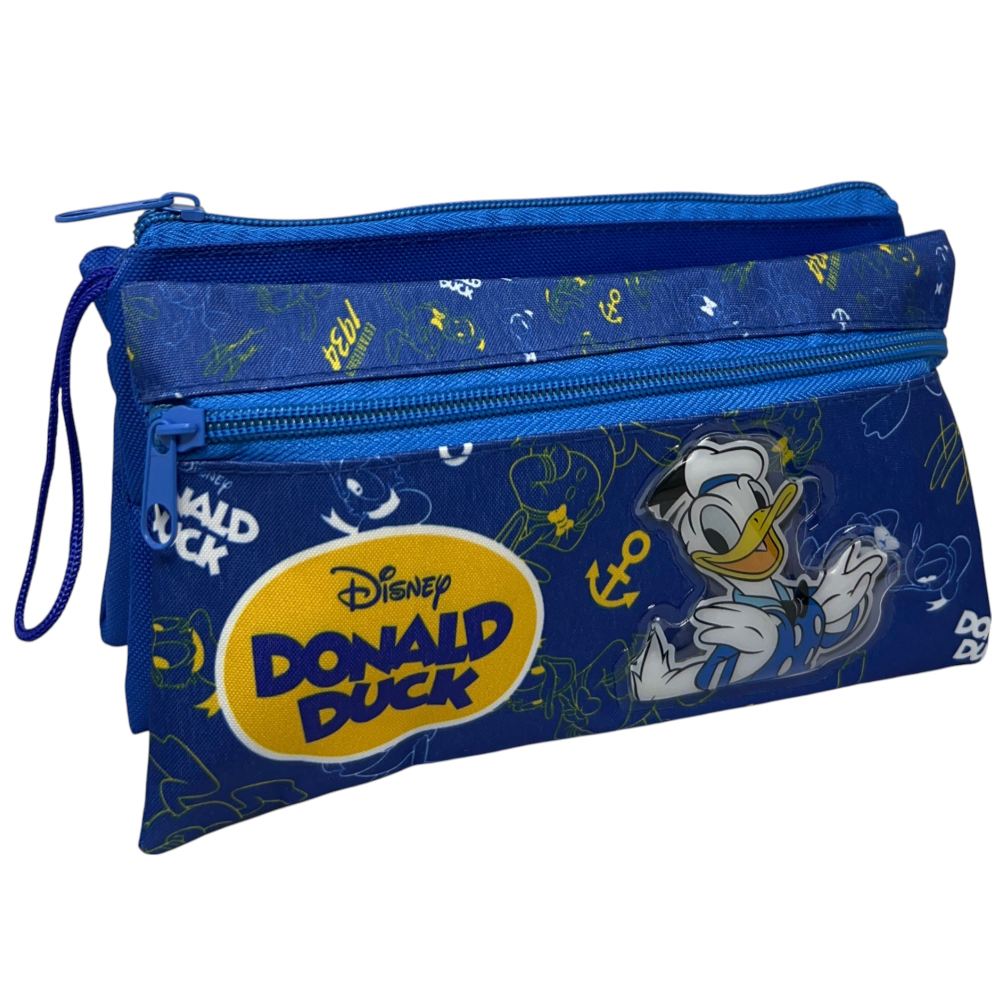 TOMBOLINO PAPERINO DISNEY 3 SCOMPARTI BUSTINA ASTUCCIO PORTACOLORI 22 CM - DD0997