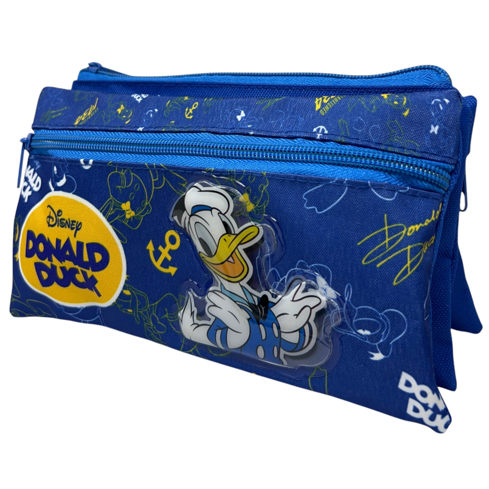 TOMBOLINO PAPERINO DISNEY 3 SCOMPARTI BUSTINA ASTUCCIO PORTACOLORI 22 CM - DD0997