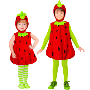VESTITO CARNEVALE FRAGOLA TRAVESTIMENTO COSTUME PER BAMBINI FESTE A TEMA - 2607