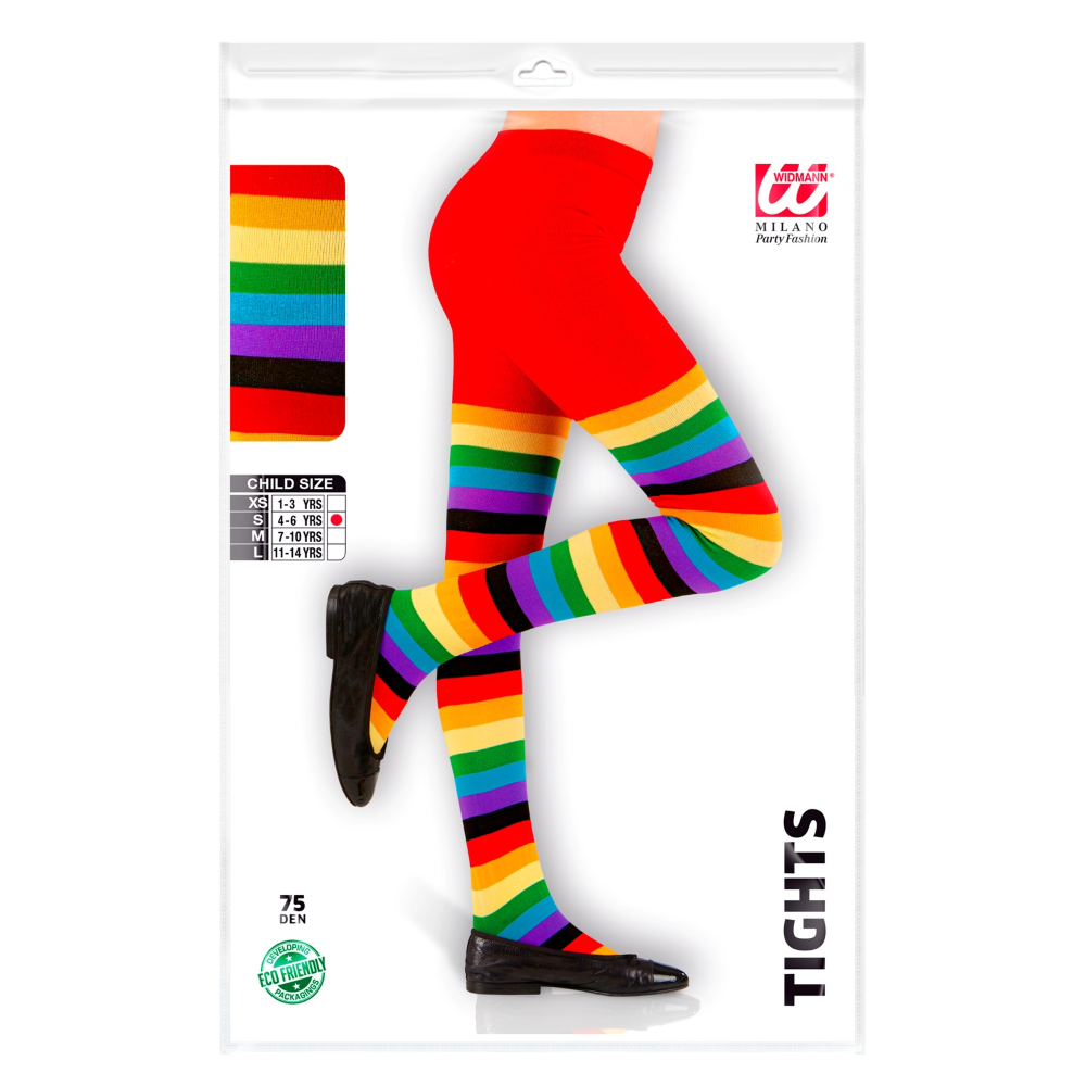 CALZE ARCOBALENO COLLANT 75 DEN PER BAMBINI ACCESSORIO HALLOWEEN CARNEVALE - 3001