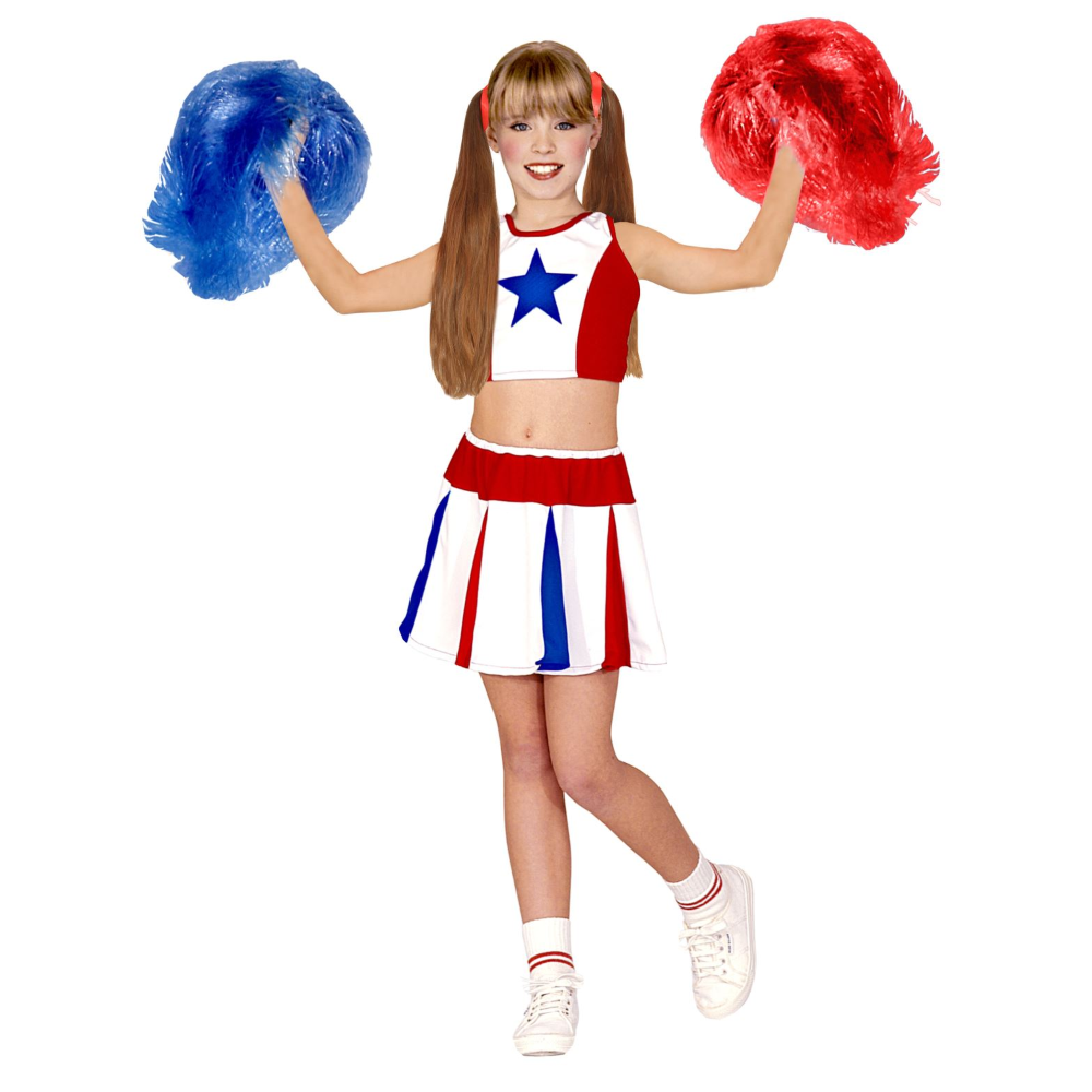 VESTITO CARNEVALE CHEERLEADER TRAVESTIMENTO COSTUME PER BAMBINI FESTE A TEMA - 3814