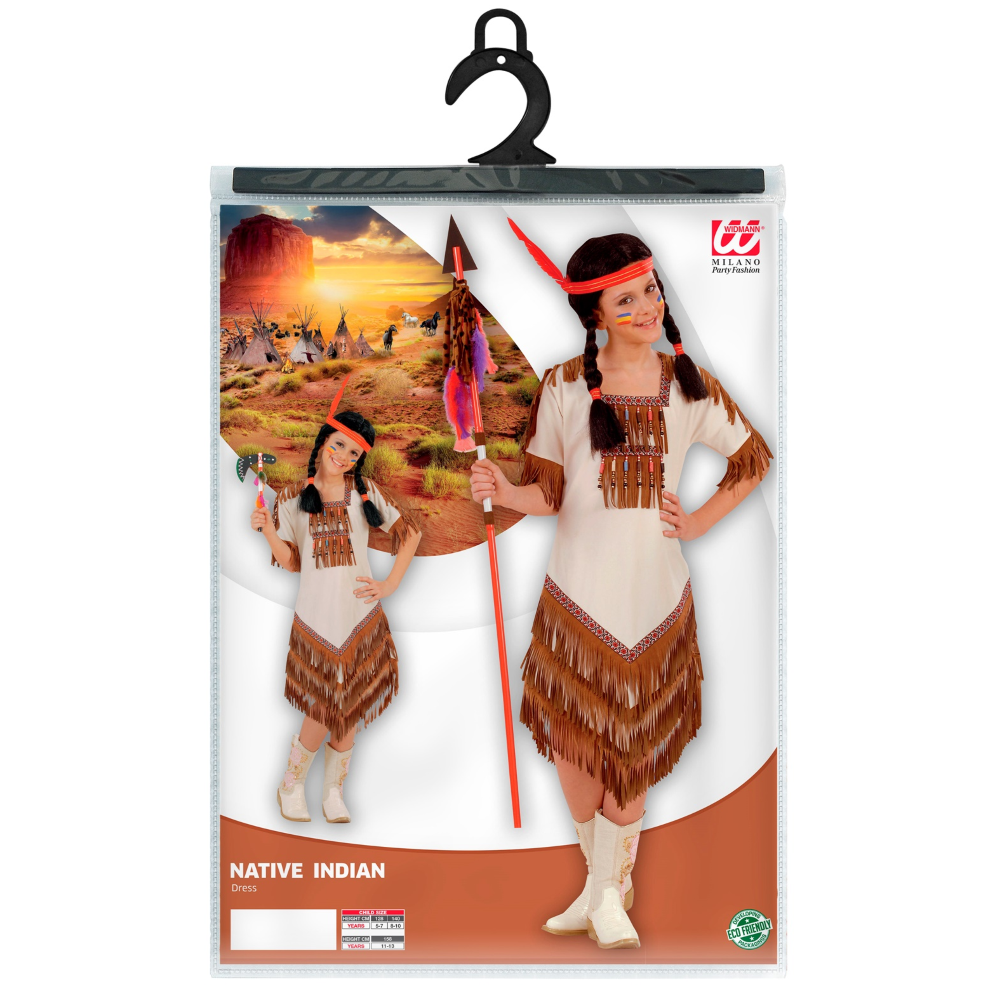 VESTITO CARNEVALE INDIANA TRAVESTIMENTO COSTUME PER BAMBINI FESTE A TEMA - 5581