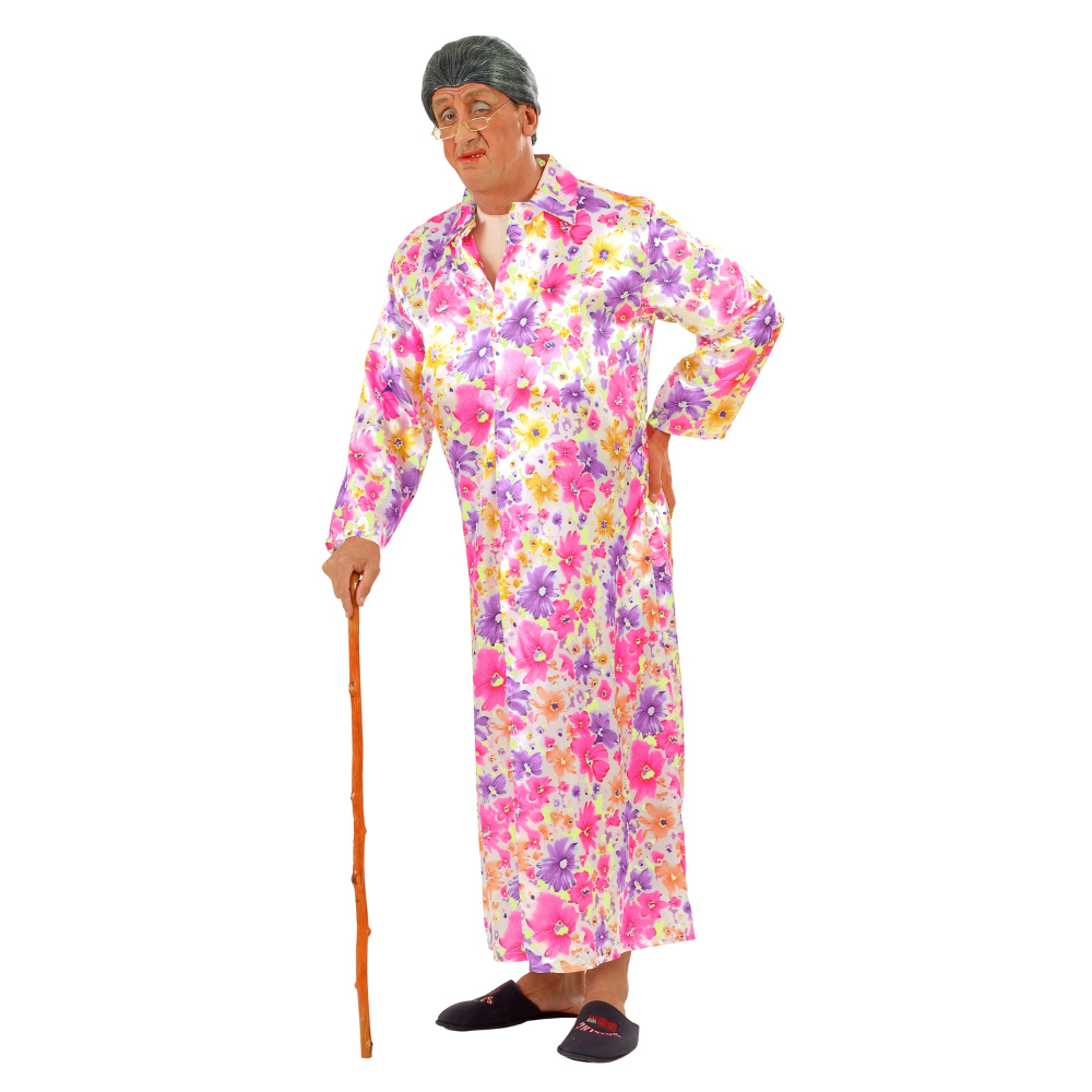 VESTITO CARNEVALE NONNINA ESIBIZIONISTA COSTUME TRAVESTIMENTO CARNEVALE UOMO - 5599