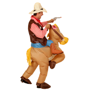 VESTITO CARNEVALE COWBOY A CAVALLO COSTUME GONFIABILE TRAVESTIMENTO PER ADULTI TAGLIA UNICA - 75504