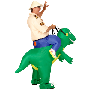 VESTITO CARNEVALE ESPLORATORE SU DINOSAURO COSTUME GONFIABILE TRAVESTIMENTO PER ADULTI TAGLIA UNICA - 75505