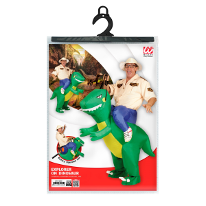VESTITO CARNEVALE ESPLORATORE SU DINOSAURO COSTUME GONFIABILE TRAVESTIMENTO PER ADULTI TAGLIA UNICA - 75505