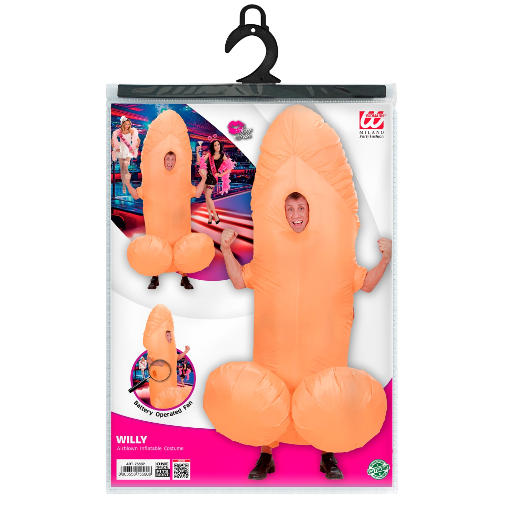 VESTITO CARNEVALE WILLY IL PENE COSTUME GONFIABILE TRAVESTIMENTO PER ADULTI TAGLIA UNICA - 7556P