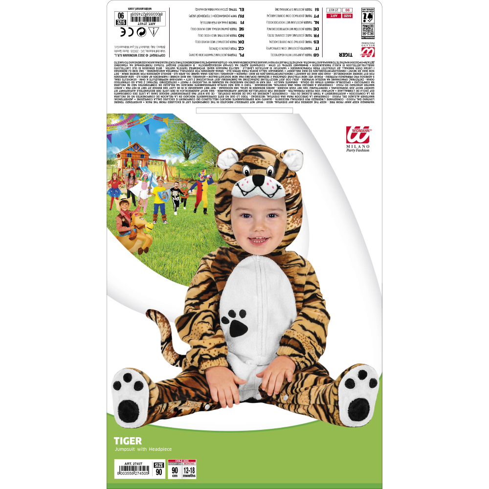 COSTUME VESTITO ABITO TRAVESTIMENTO CARNEVALE BAMBINO TIGROTTO