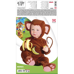 COSTUME VESTITO ABITO TRAVESTIMENTO CARNEVALE BAMBINO SCIMMIETTA 12/18 MESI CM. 92 - 2756M