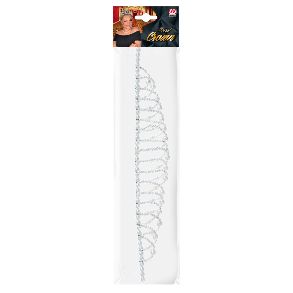 CORONA DI PERLE MODELLABILE ACCESSORI PER ABITO VESTITO TRAVESTIMENTO CARNEVALE BAMBINA