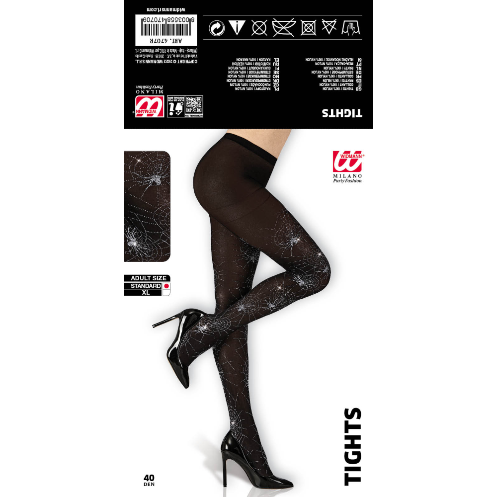 CALZE CON RAGNATELE E RAGNO GLITTER TG UNICA ADULTO ACCESSORIO TRAVESTIMENTO HALLOWEEN