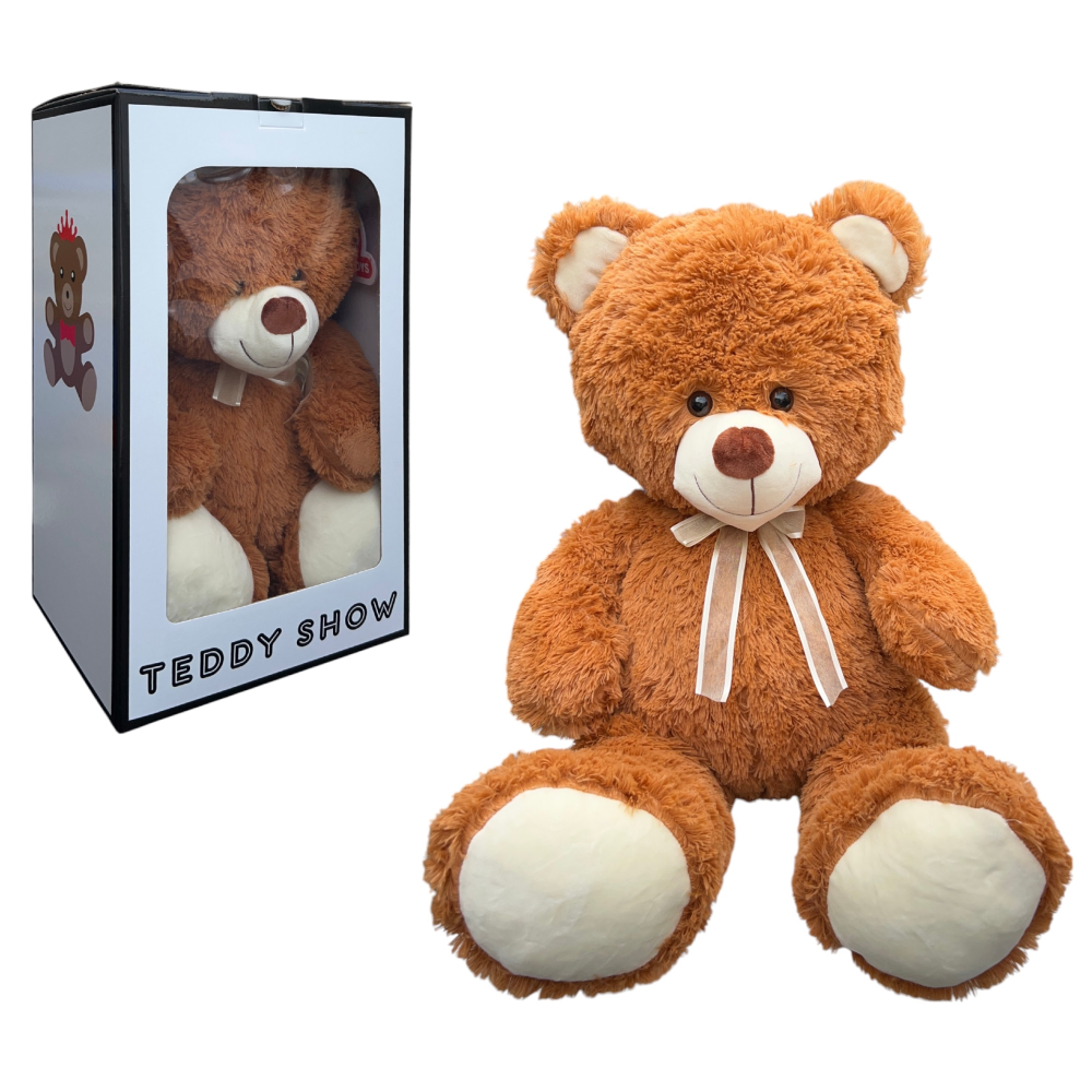 PELUCHE ORSO CON SCATOLA PUPAZZO IN MORBIDO POLIESTERE DA 70 CM IDEA REGALO - 23P23/60