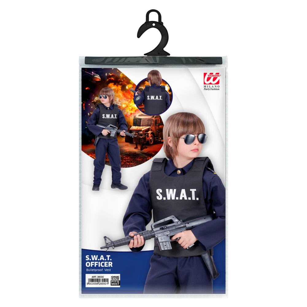 GIUBBOTTO ANTIPROIETTILE SWAT ACCESSORI PER ABITO VESTITO TRAVESTIMENTO CARNEVALE BAMBINO 2855C