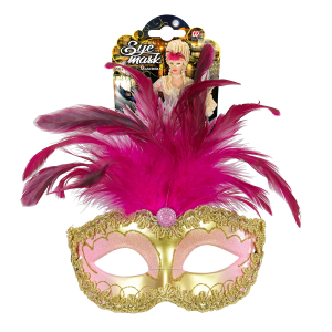 MASCHERA REALE ORO CON GEMME STRASS GLITTER E PIUME ACCESSORI PER ABITO VESTITO TRAVESTIMENTO CARNEVALE - 04698