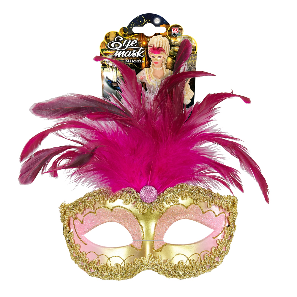 MASCHERA REALE ORO CON GEMME STRASS GLITTER E PIUME ACCESSORI PER ABITO VESTITO TRAVESTIMENTO CARNEVALE - 04698
