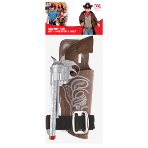 PISTOLA COWBOY CON FONDINA E CINTURA ACCESSORI PER ABITO VESTITO TRAVESTIMENTO CARNEVALE BAMBINO
