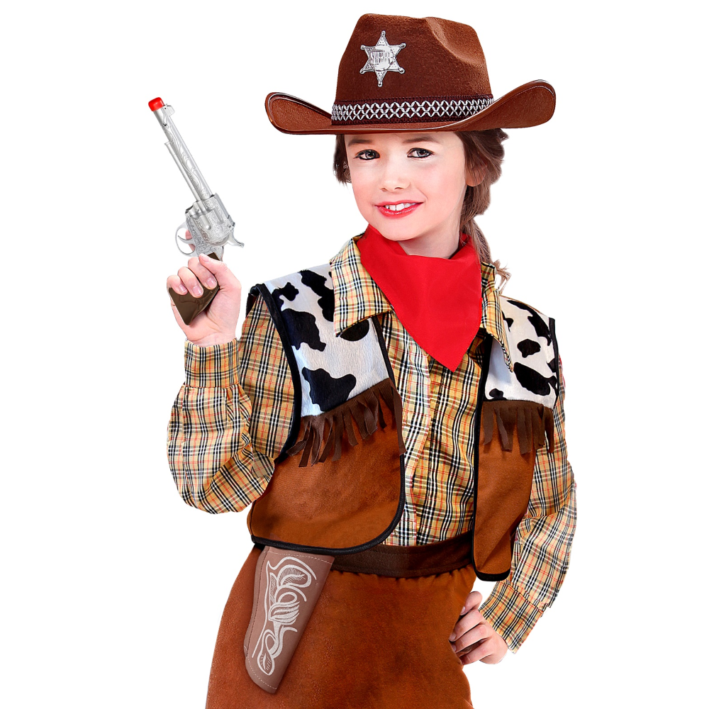 PISTOLA COWBOY CON FONDINA E CINTURA ACCESSORI PER ABITO VESTITO TRAVESTIMENTO CARNEVALE BAMBINO