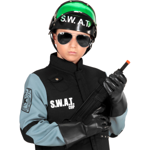 PISTOLA MITRAGLIATRICE UZI CON SUONO ACCESSORI PER ABITO VESTITO TRAVESTIMENTO CARNEVALE BAMBINO