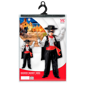 COSTUME VESTITO ABITO TRAVESTIMENTO CARNEVALE BAMBINO ZORRO EROE BANDITO MASCHERATO