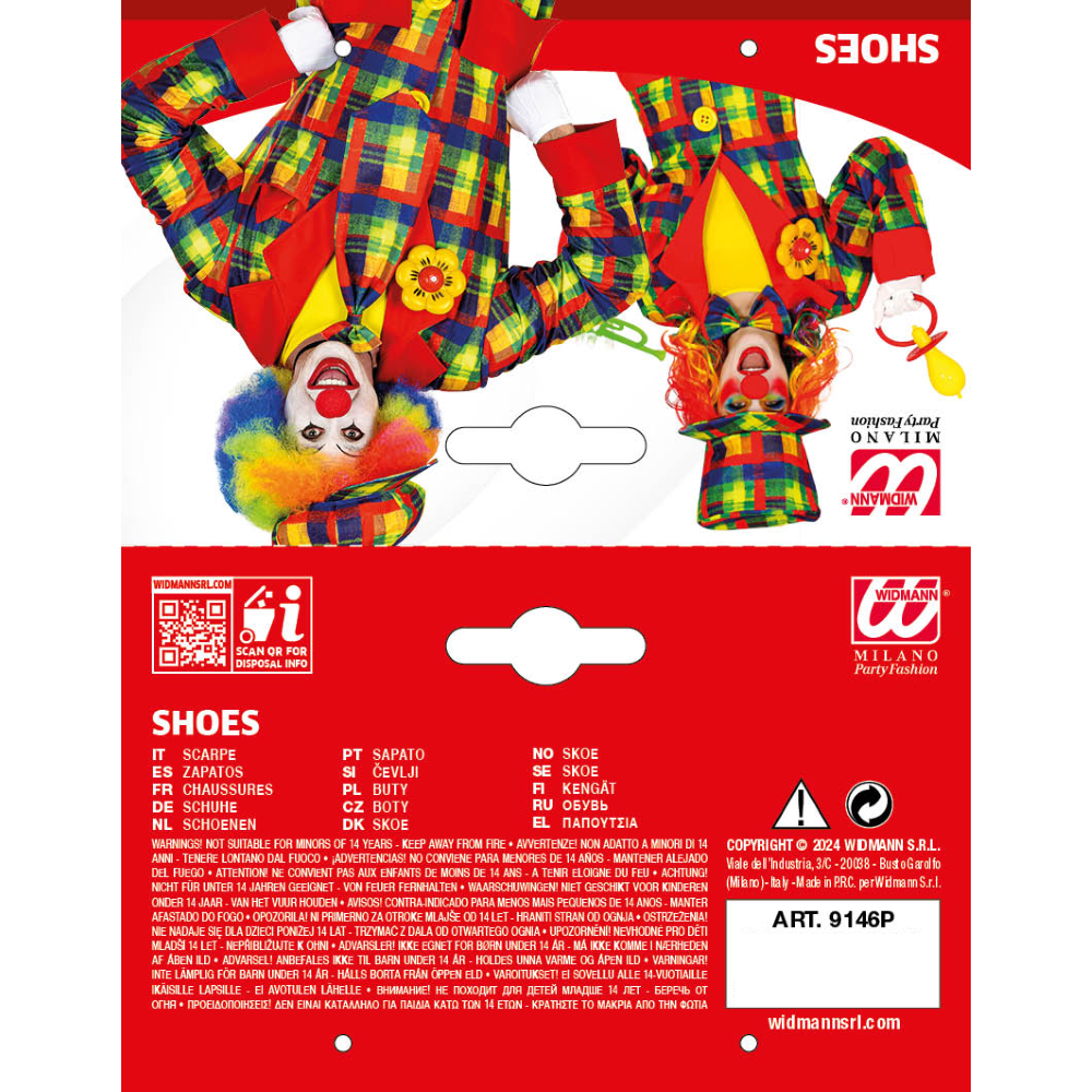 SCARPE DA CLOWN PAGLIACCIO TAGLIA UNICA PER ADULTI ACCESSORIO TRAVESTIMENTO CARNEVALE - 9146P 