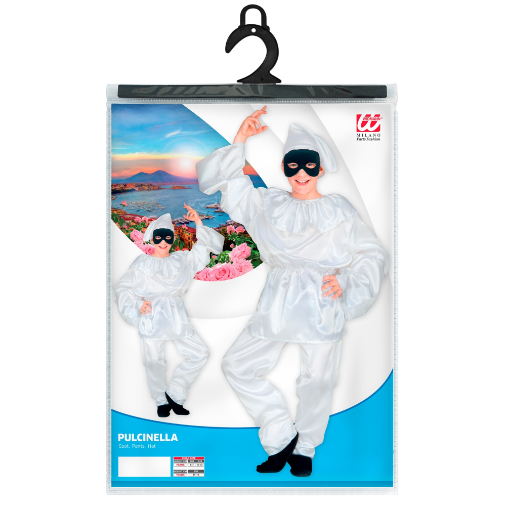 COSTUME VESTITO ABITO TRAVESTIMENTO CARNEVALE BAMBINO PULCINELLA