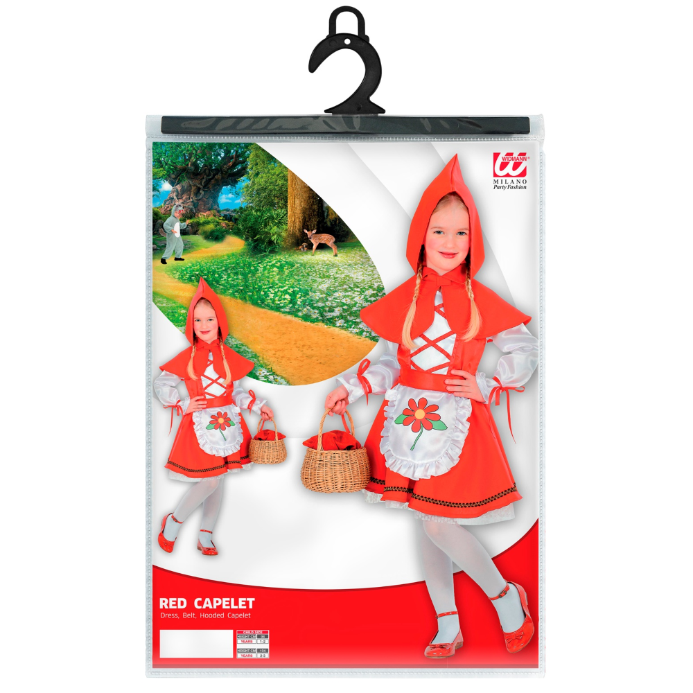 COSTUME VESTITO ABITO TRAVESTIMENTO CARNEVALE BAMBINA CAPPUCCETTO MANTELLINO ROSSO