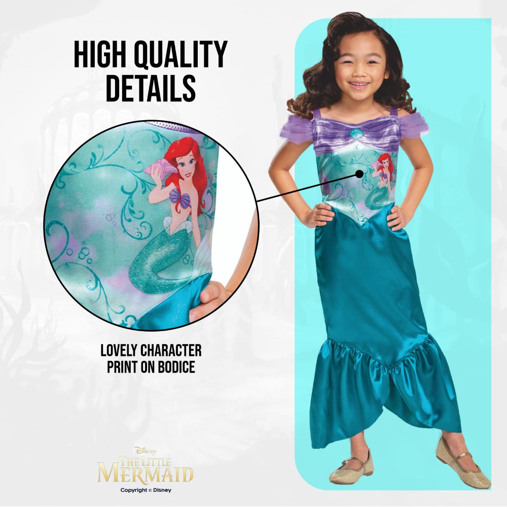 COSTUME PRINCIPESSE DISNEY VESTITO LA SIRENETTA ARIEL TRAVESTIMENTO FESTA CARNEVALE IN MASCHERA - 140719