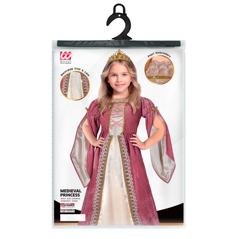 VESTITO CARNEVALE PRINCIPESSA MEDIEVALE TRAVESTIMENTO COSTUME CARNEVALE BAMBINI - 1319