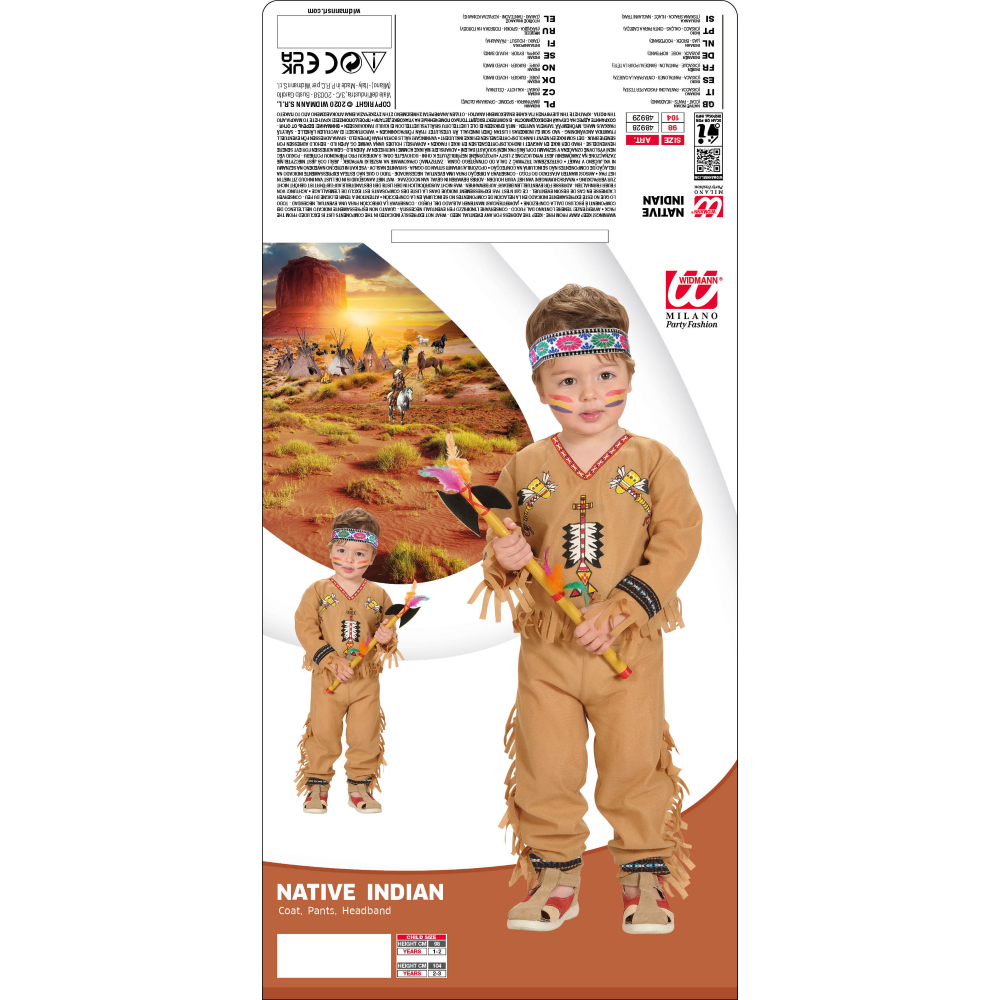 COSTUME VESTITO ABITO TRAVESTIMENTO CARNEVALE COSPLAY BAMBINO - INDIANO - 4892