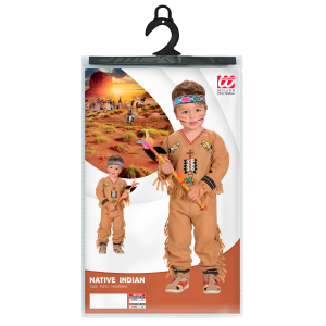 VESTITO CARNEVALE + ACCESSORI INDIANO COSTUME ASCIA TRAVESTIMENTO (2/3 ANNI)