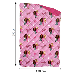 TRAPUNTINO BARBIE COPERTA COPRILETTO TRAPUNTATO 100 GSM LETTO SINGOLO 170X250 CM - BAR-1378