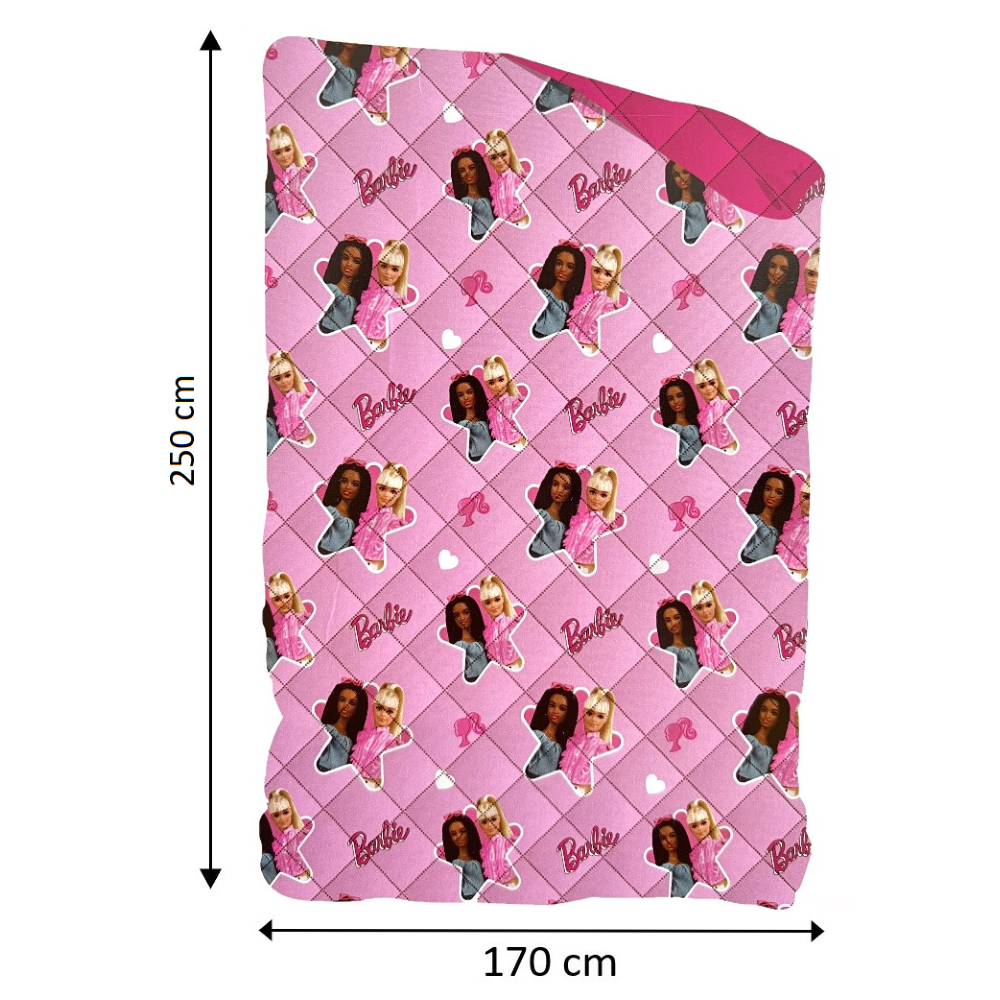 TRAPUNTINO BARBIE COPERTA COPRILETTO TRAPUNTATO 100 GSM LETTO SINGOLO 170X250 CM - BAR-1378