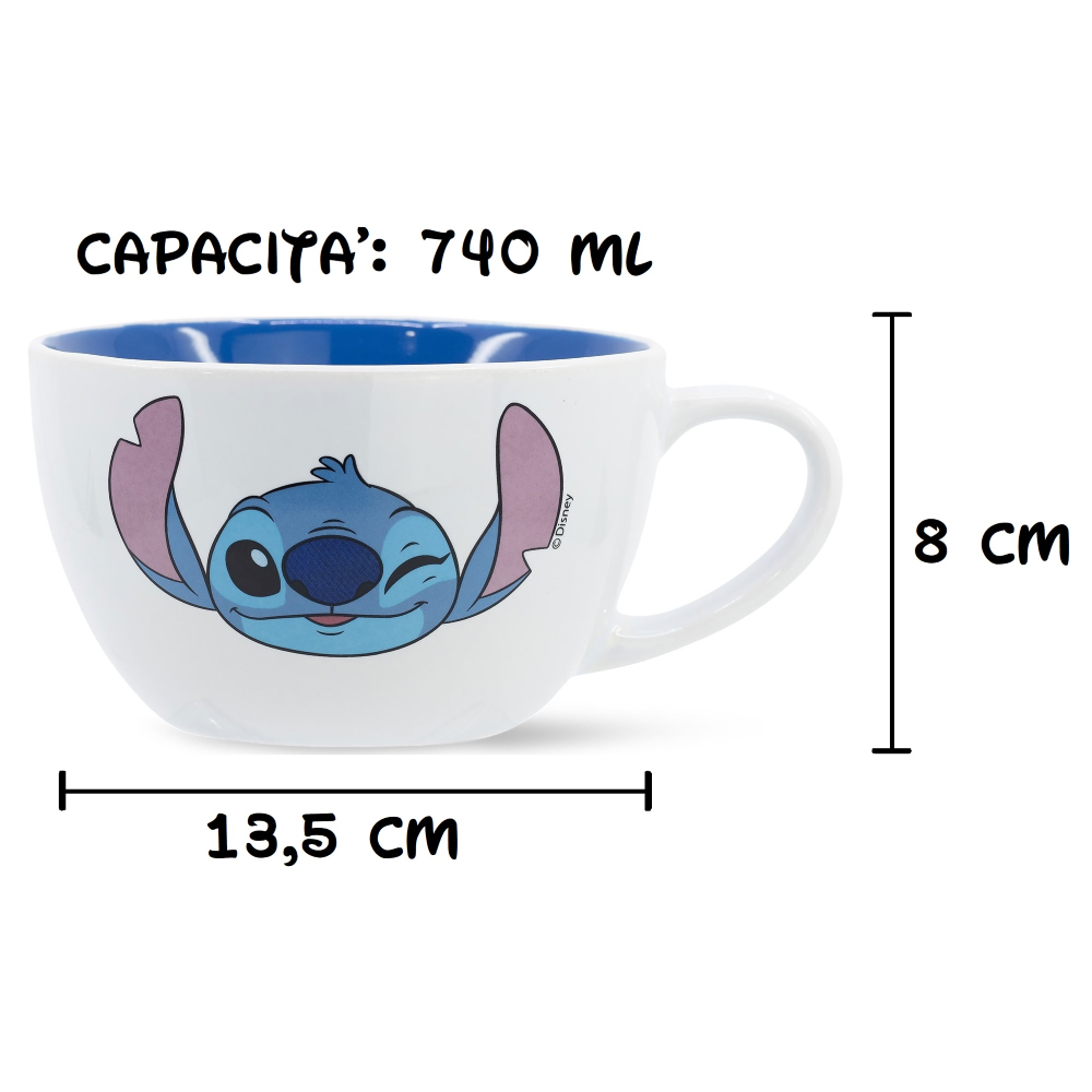 TAZZA LARGA STITCH DISNEY IN CERAMICA 740 ML IN CONFEZIONE - 75869