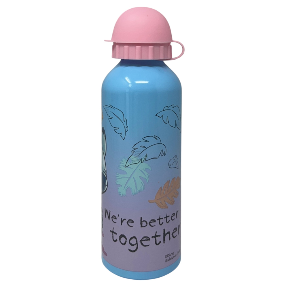 BORRACCIA IN ALLUMINIO STITCH E ANGEL DISNEY CON BECCUCCIO E COPERCHIO 500 ML - ST00057/RO