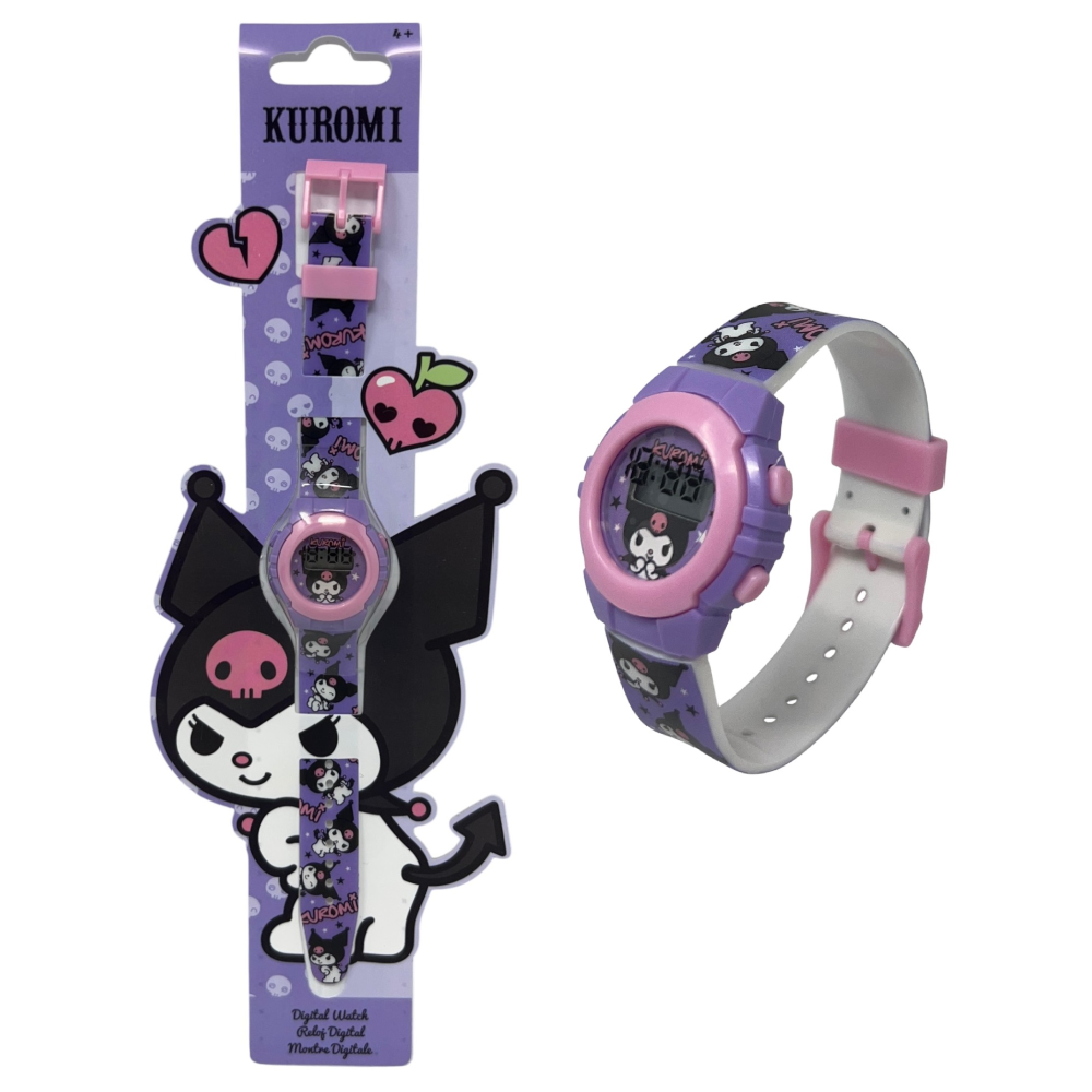 OROLOGIO DA POLSO DIGITALE KUROMI HELLO KITTY IN CONFEZIONE SAGOMATA - KU00002