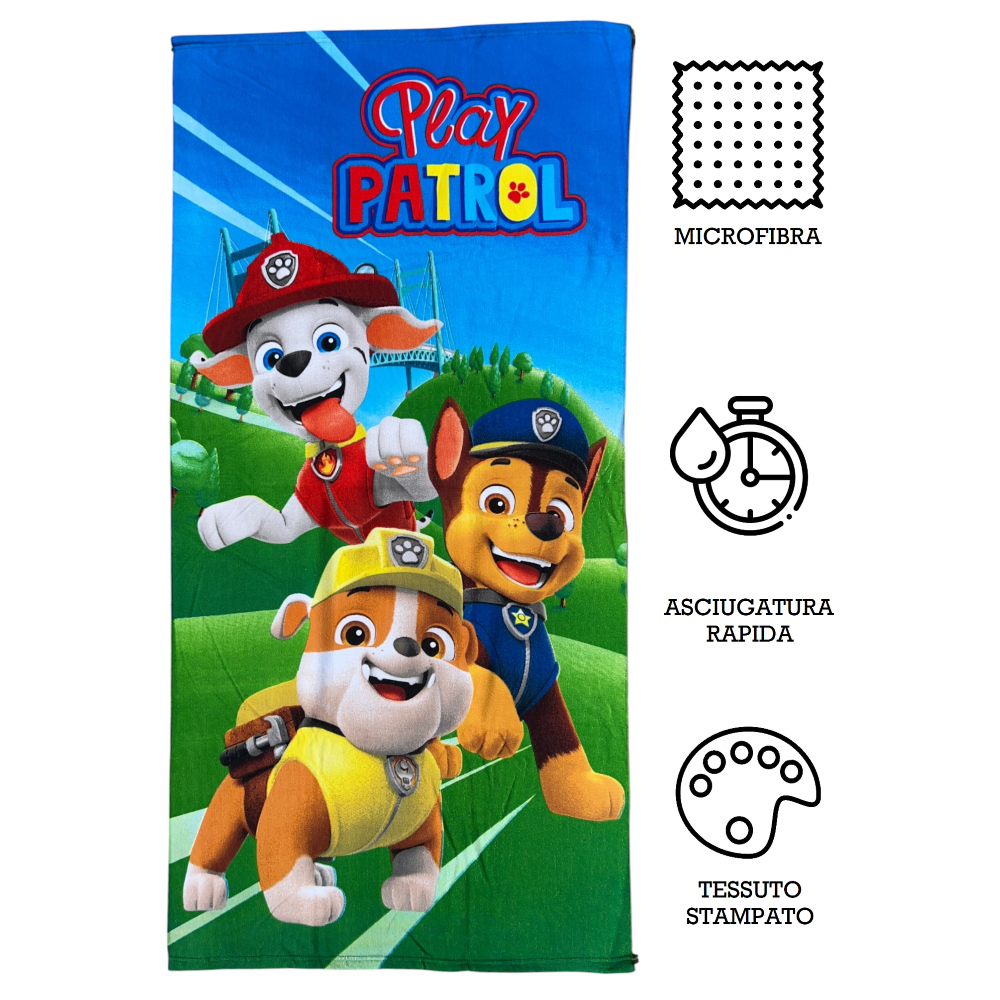 TELO MARE PAW PATROL ASCIUGAMANO PER BAMBINI IN MICROFIBRA CM 140X70 - PAW24-1019