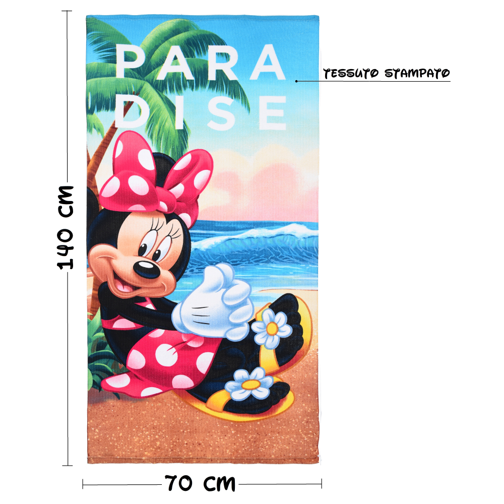 TELO MARE MINNIE DISNEY ASCIUGAMANO PER BAMBINI IN MICROFIBRA CM 140X70 - YE18220