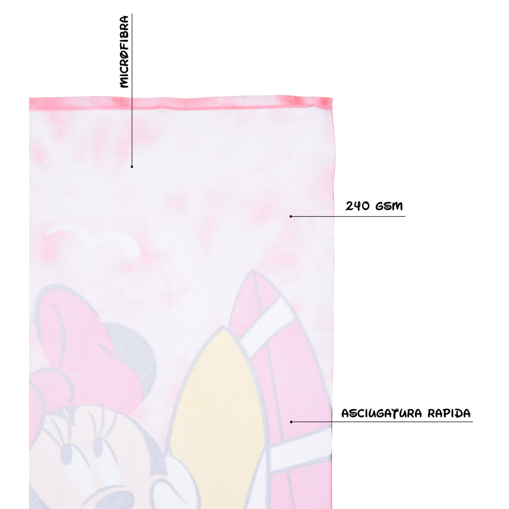 TELO MARE MINNIE DISNEY ASCIUGAMANO PER BAMBINI IN MICROFIBRA CM 140X70 - YE18093