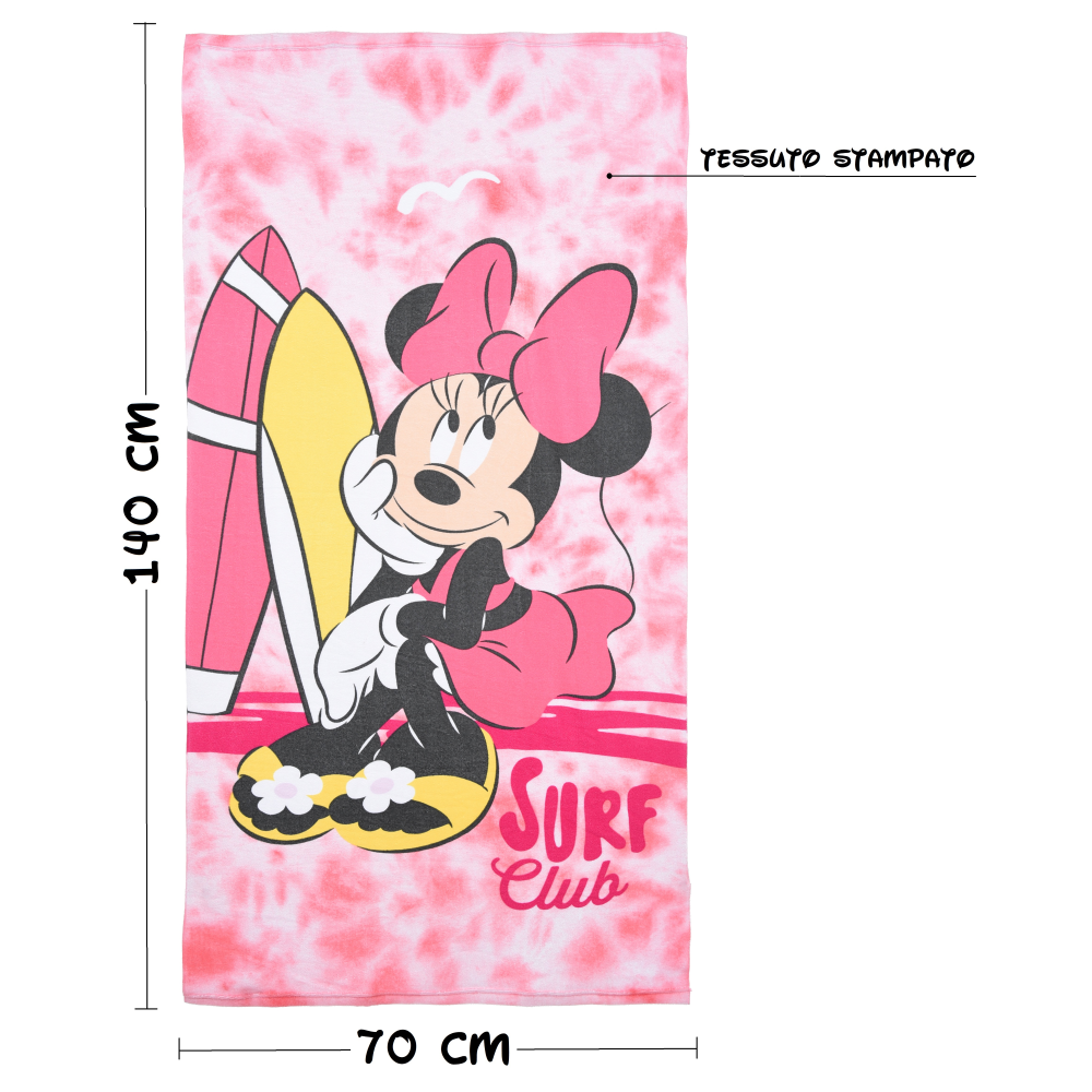 TELO MARE MINNIE DISNEY ASCIUGAMANO PER BAMBINI IN MICROFIBRA CM 140X70 - YE18093