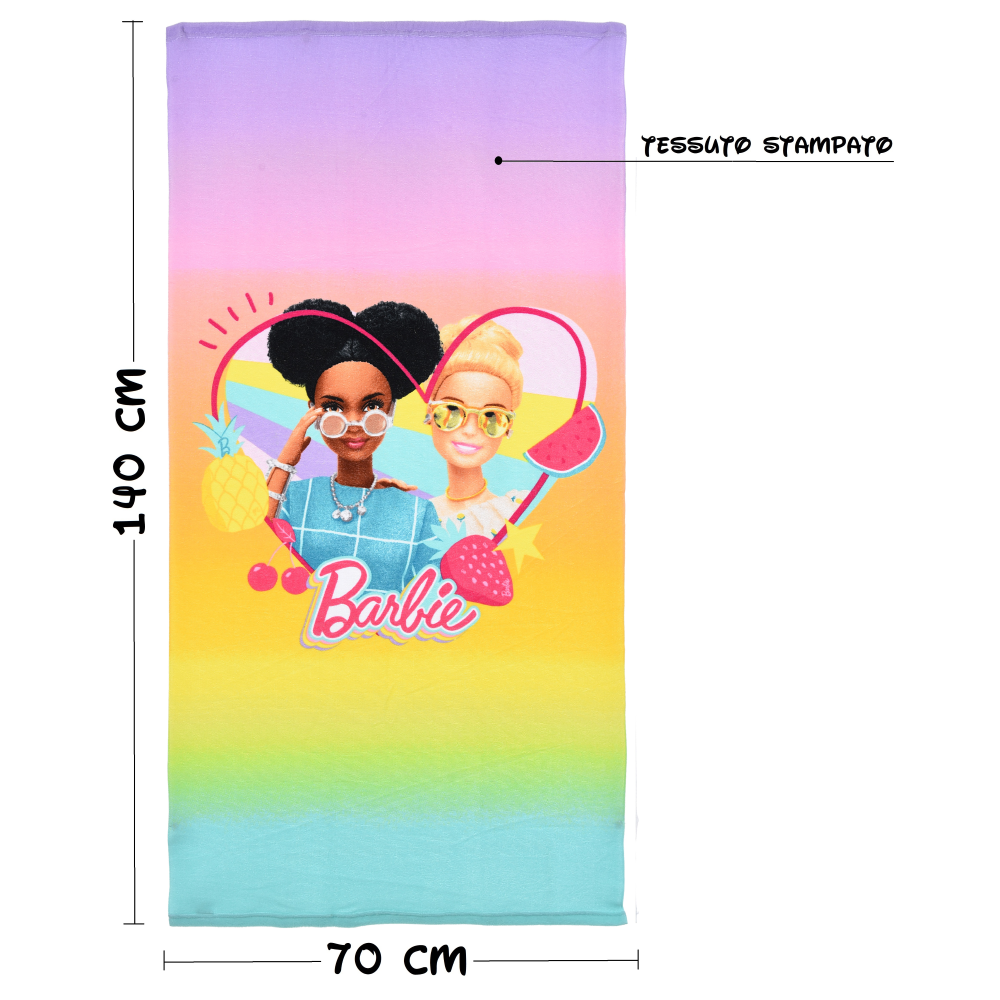 TELO MARE BARBIE ASCIUGAMANO PER BAMBINI IN MICROFIBRA CM 140X70 - YE18027
