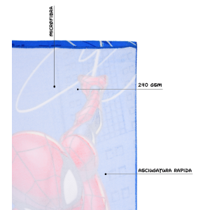TELO MARE SPIDERMAN MARVEL ASCIUGAMANO PER BAMBINI IN MICROFIBRA CM 140X70 - YE18228
