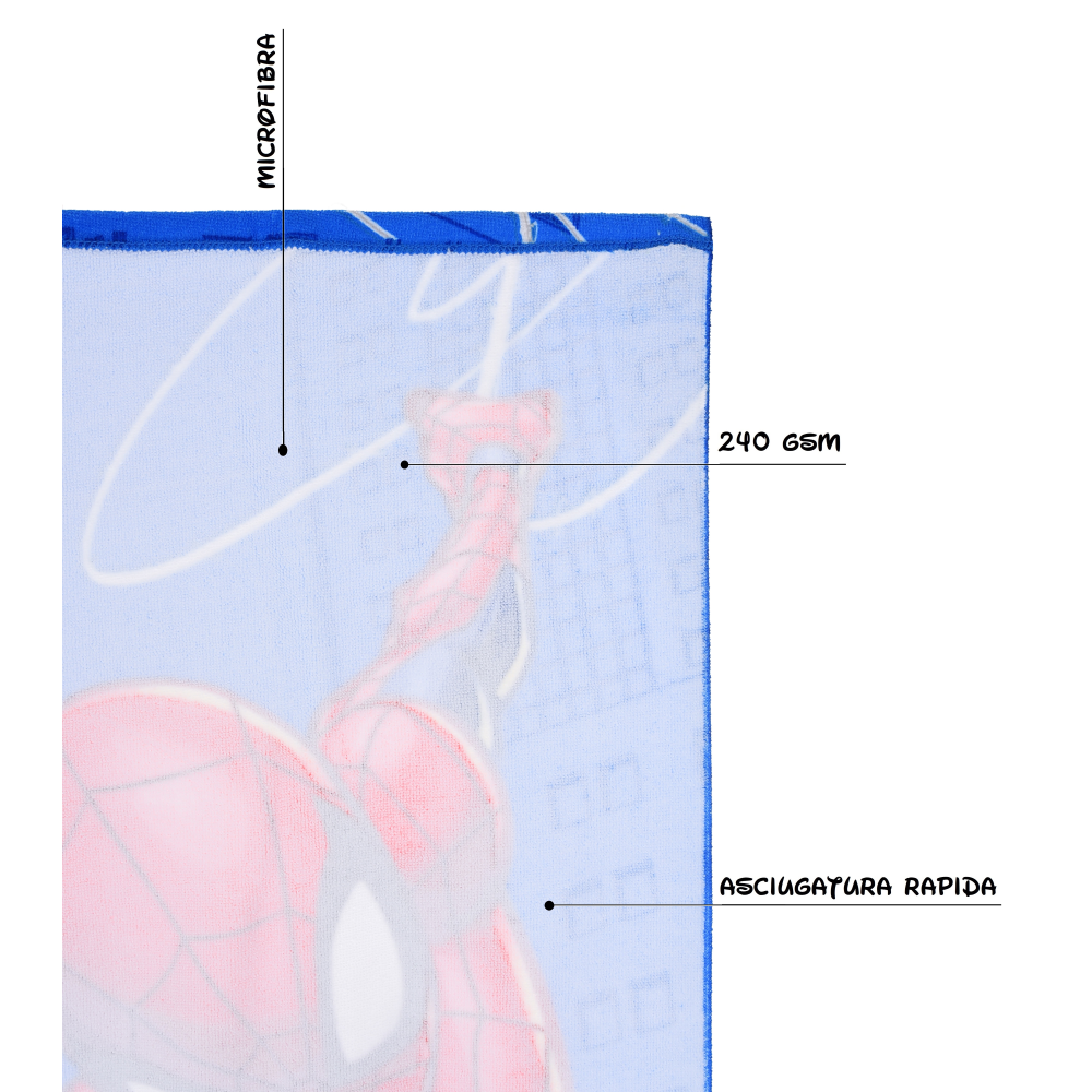 TELO MARE SPIDERMAN MARVEL ASCIUGAMANO PER BAMBINI IN MICROFIBRA CM 140X70 - YE18228