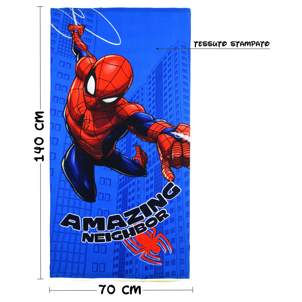 TELO MARE SPIDERMAN MARVEL ASCIUGAMANO PER BAMBINI IN MICROFIBRA CM 140X70 - YE18228