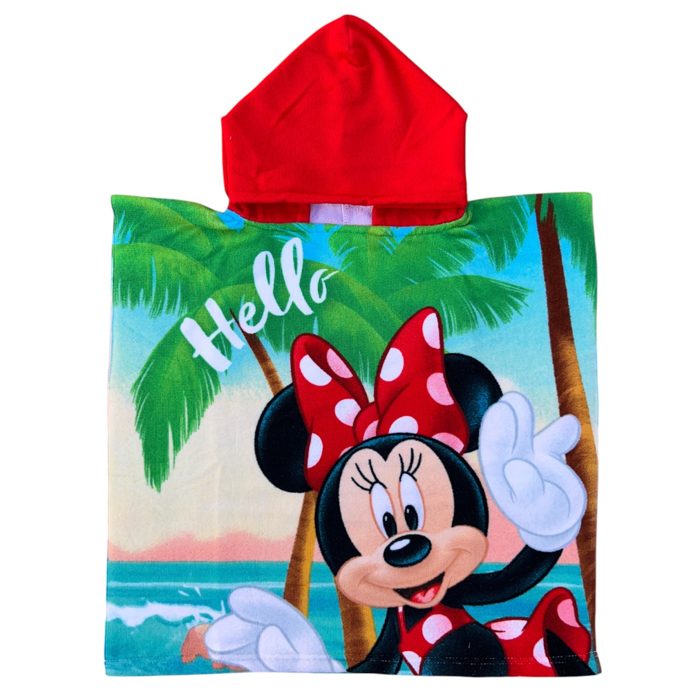 PONCHO MARE MINNIE DISNEY 110 X 55 CM ACCAPPATOIO PER BAMBINI MICROFIBRA - YE18253