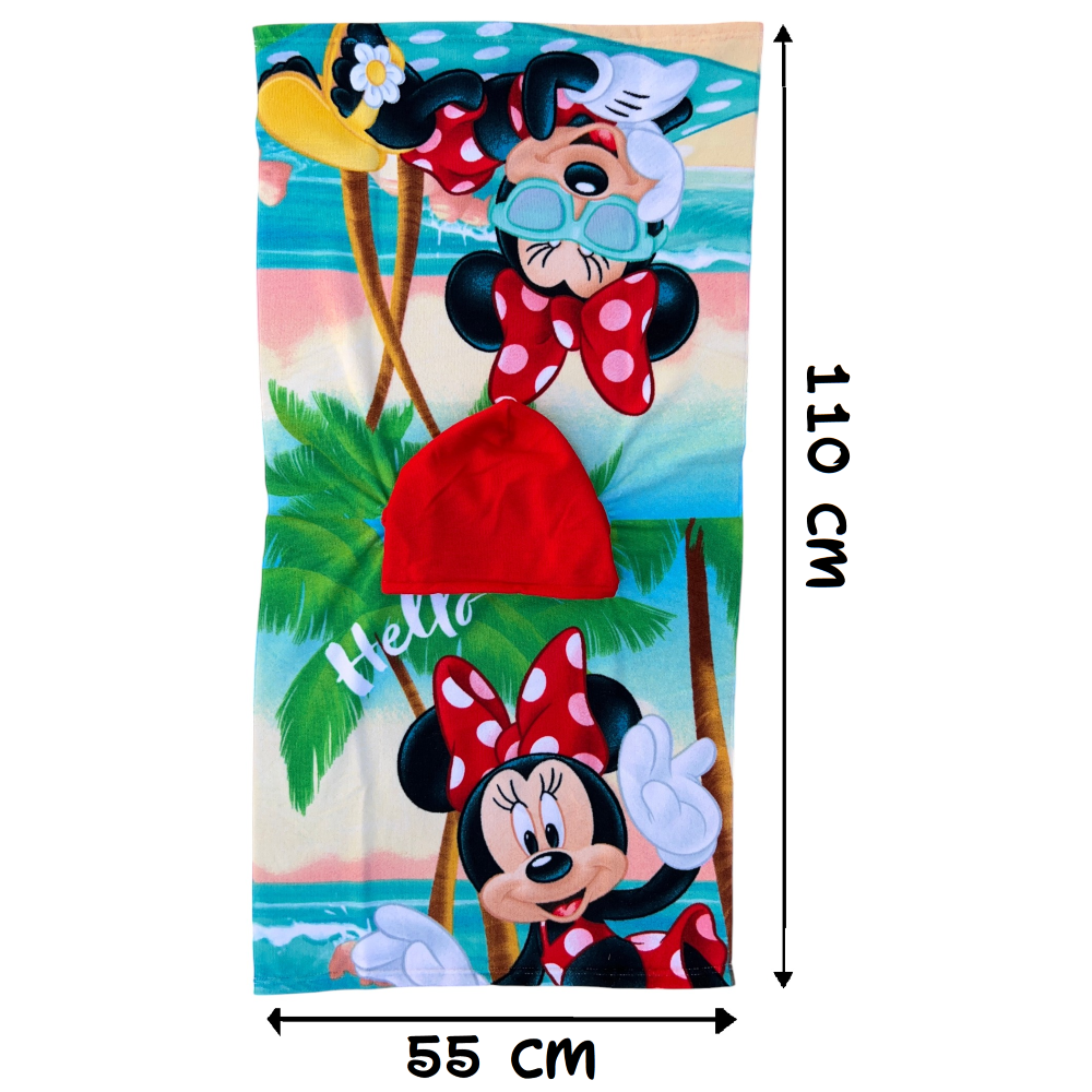 PONCHO MARE MINNIE DISNEY 110 X 55 CM ACCAPPATOIO PER BAMBINI MICROFIBRA - YE18253