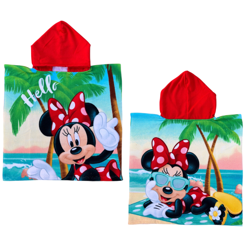 PONCHO MARE MINNIE DISNEY 110 X 55 CM ACCAPPATOIO PER BAMBINI MICROFIBRA - YE18253