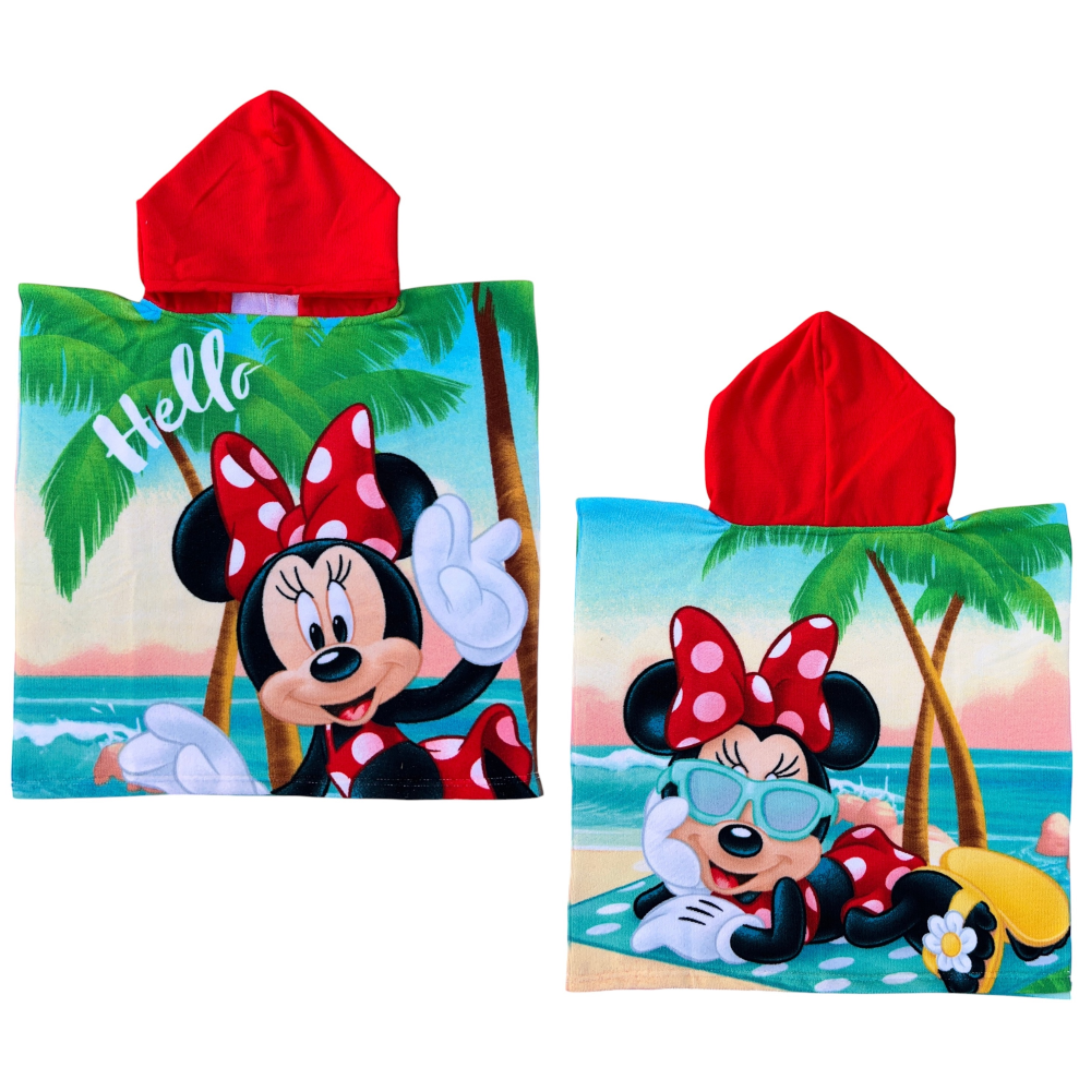 PONCHO MARE MINNIE DISNEY 110 X 55 CM ACCAPPATOIO PER BAMBINI MICROFIBRA - YE18253